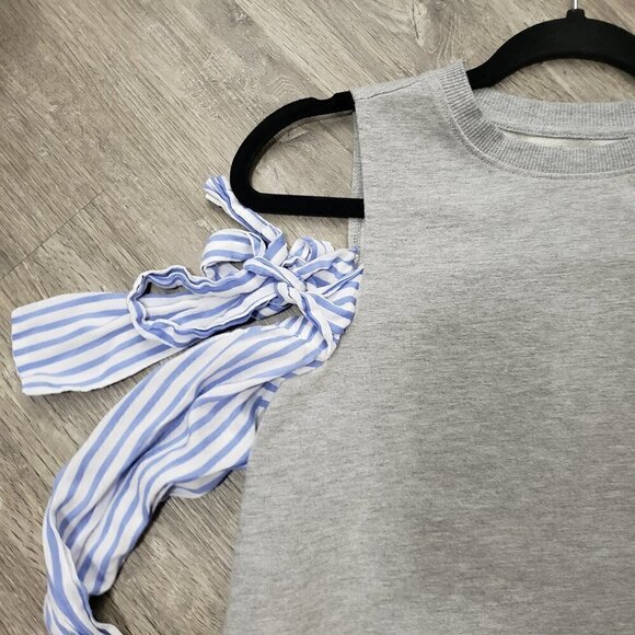 ASOS Cold Shoulder Sweatshirt Sz 2 Dress Shirt Sleeves - Picture 3 of 6